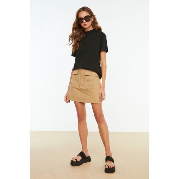 NWT Trendyol Women Regular Standing collar Knit T-Shirt - Picture 10 of 13